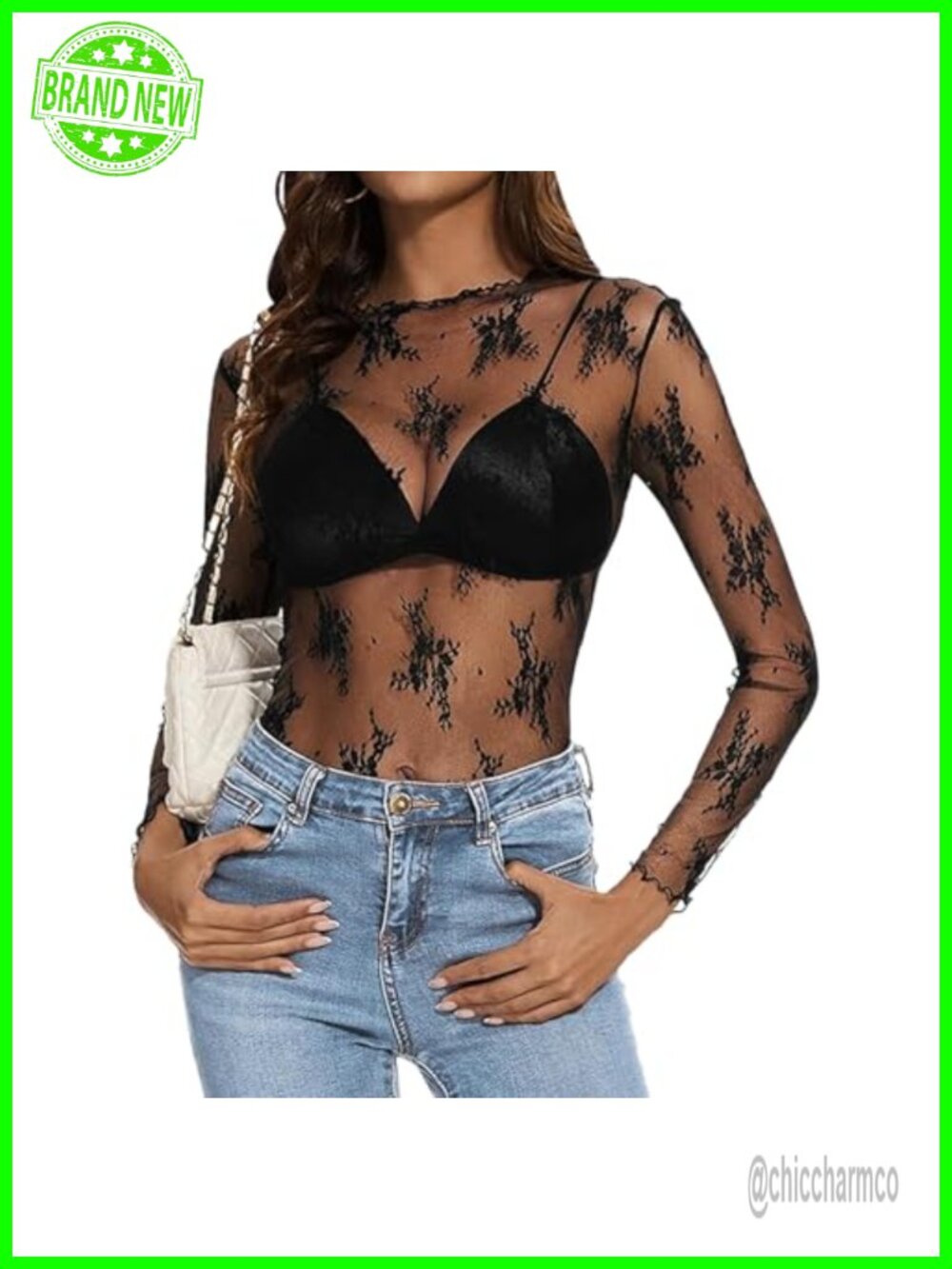 Womens Sheer Mesh Mock Neck Long Sleeve Layering Blouse